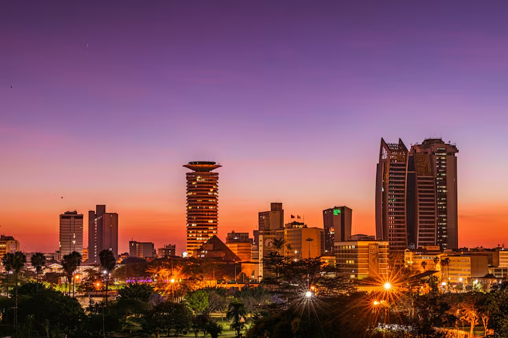 Nairobi skyline at dusk
