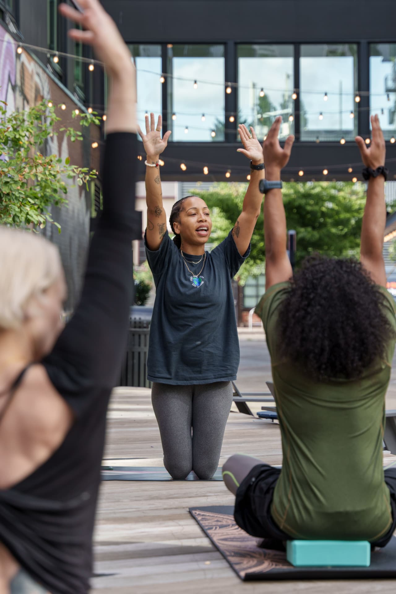 Guided outdoor yoga session at JIRANI
